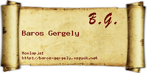 Baros Gergely névjegykártya